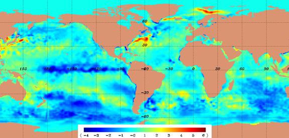 This world map shows La Nia sea surface temperatures.