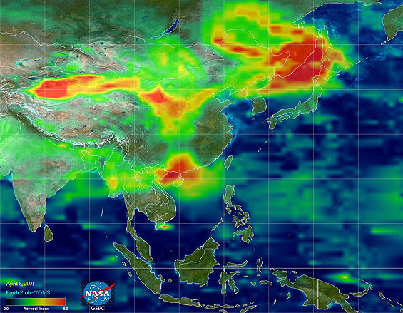 Satellite view of Asian dust plume