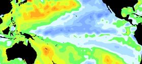 Surface temperature of the Pacific Ocean during the La Niña of 1998-99
