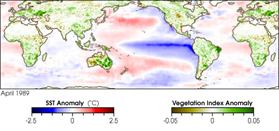 Sea surface temperature conditions during a La Niña event