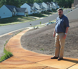 Iron-stained sidewalks and dead grass, 2003
