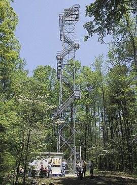 SR-18 perched on a tower