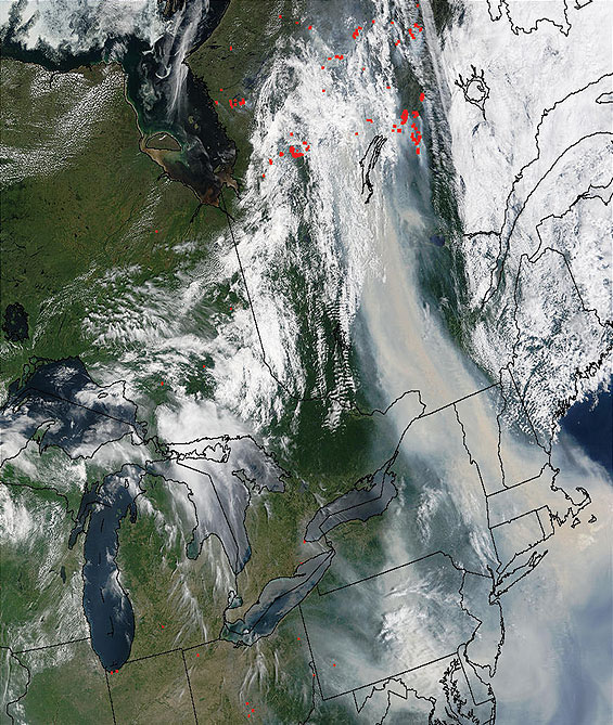 satellite view of smoke on east coast