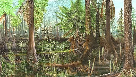 artistic rendering of a Late Carboniferous Period landscape
