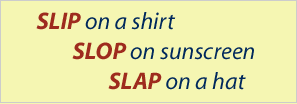 Slip on a shirt, Slop on sunscreen, Slap on a hat